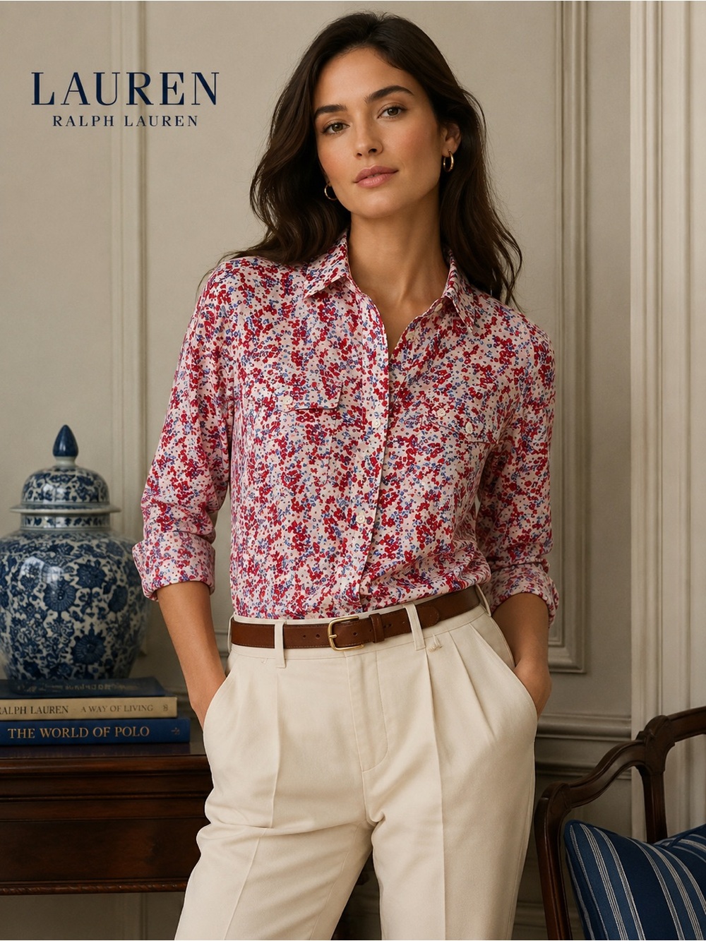 Lauren Ralph Lauren Pink Floral Tunic with button placket - Picture 9 of 9